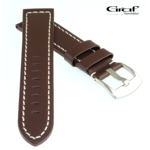 Graf Kalbsleder Uhrenarmband Modell Elba mocca 24 mm, Handarbeit