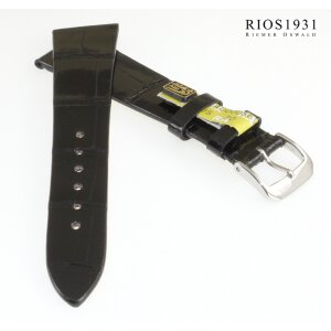 Rios1931 Alligator Uhrenarmband Modell Basel schwarz 18 mm, kompatibel Patek Philippe