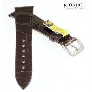 Rios1931 Alligator Uhrenarmband Modell Basel mokka 18 mm, kompatibel Patek Philippe