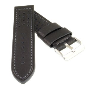 Kalbsnappa Uhrenarmband Modell Monza schwarz gelocht 20 mm