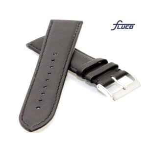 Fluco feinstes Kalbsleder Uhrenarmband Modell Polaris schwarz 24 mm