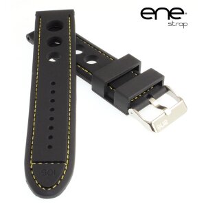 Premium ene strap Silikon Uhrenarmband Modell 105-Classic Cup schwarz-gelb 20 mm
