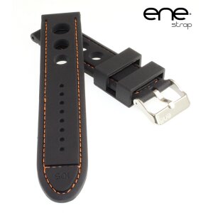 Premium ene strap Silikon Uhrenarmband Modell 105-Classic Cup schwarz-orange 22 mm