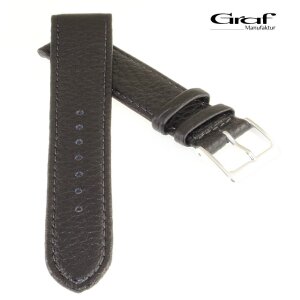 Feines Graf Rindleder Uhrenarmband Modell Derby schwarz 18 mm, Handarbeit