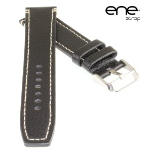 ene strap Büffelleder Uhrenarmband Modell Dallas schwarz-WN 20 mm, wasserfest