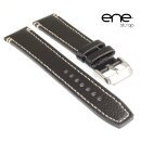 ene strap Büffelleder Uhrenarmband Modell Dallas schwarz-WN 20 mm, wasserfest
