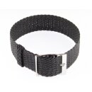 Perlon Durchzugs-Uhrenarmband Modell Robby schwarz 12 mm, Stahlschließe