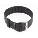 Perlon Durchzugs-Uhrenarmband Modell Robby extralang schwarz 12 mm, Stahlschließe