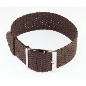 Perlon Durchzugs-Uhrenarmband Modell Robby braun 18 mm, Stahlschließe