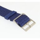 Perlon Durchzugs-Uhrenarmband Modell Robby blau 18 mm, Stahlschließe