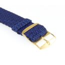 Perlon Durchzugs-Uhrenarmband Modell Robby blau 20 mm, Goldschließe
