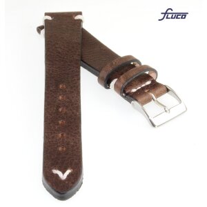 Fluco Vintage Rindleder Uhrenarmband Modell Hunter mocca 19/16 mm Handarbeit