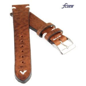 Fluco Vintage Rindleder Uhrenarmband Modell Hunter cognac 22 mm Handarbeit