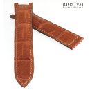 RIOS1931 Alligator Uhrenarmband für Cartier Pasha cognac 18/16 mm für Faltschließe