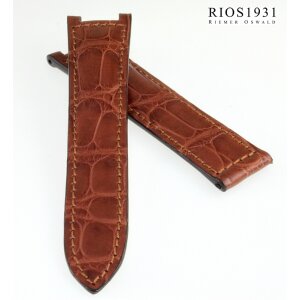 RIOS1931 Alligator Uhrenarmband für Cartier Pasha mahagoni 18/16 mm für Faltschließe