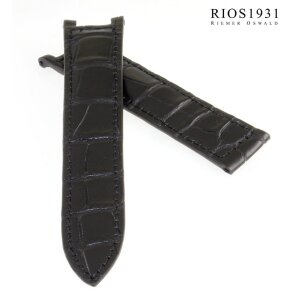 RIOS1931 Alligator Uhrenarmband für Cartier Pasha schwarz 20/18 mm für Faltschließe