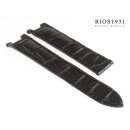 RIOS1931 Alligator Uhrenarmband für Cartier Pasha schwarz 20/18 mm für Faltschließe