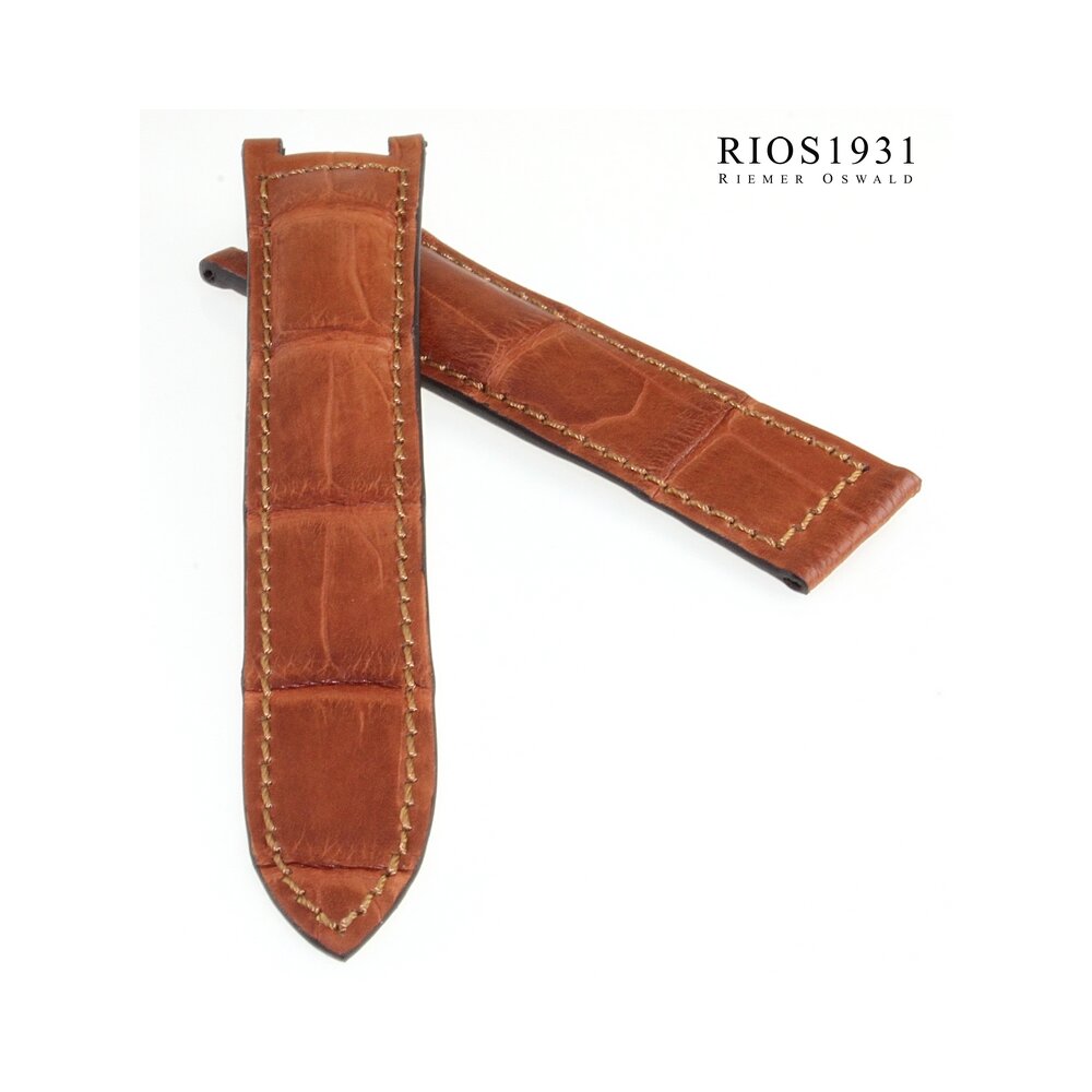 RIOS1931 Alligator Uhrenarmband für Cartier Pasha cognac 20/18 mm für