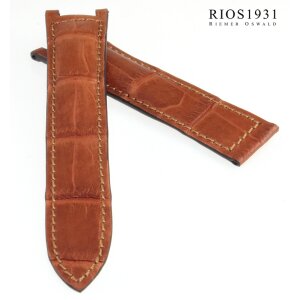 RIOS1931 Alligator Uhrenarmband für Cartier Pasha cognac 20/18 mm für Faltschließe