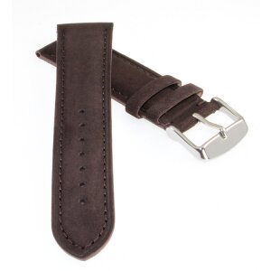 Feinstes Veloursleder Uhrenarmband Modell Tennessee mocca 22 mm