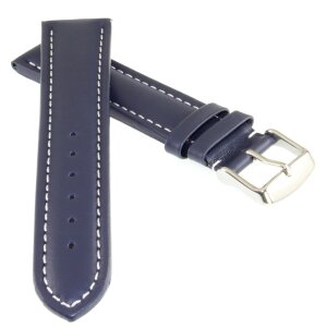 Französisches Kalbsleder Uhrenarmband Modell Basel-DS blau-WN 22 mm