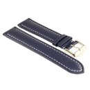 Französisches Kalbsleder Uhrenarmband Modell Basel-DS blau-WN 28 mm