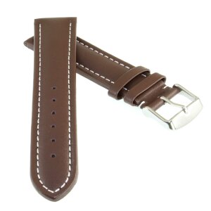 Französisches Kalbsleder Uhrenarmband Modell Basel-DS XL braun-WN 18 mm, extralang