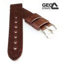 GEO-Straps Old Military softweiches Rindleder Uhrenarmband dunkelbraun-SN 24 mm