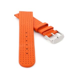 Perforiertes Leder Uhrenarmband Modell Golfing orange 22 mm