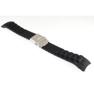 Silikon Rundanstoß Uhrenarmband Modell Round-FS schwarz 18 mm, Faltschließe