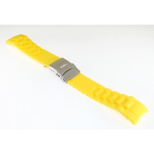 Silikon Rundanstoß Uhrenarmband Modell Round-FS gelb 20 mm, Faltschließe