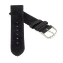 Feinstes Veloursleder Uhrenarmband Modell Tennessee-XS schwarz 16 mm, Kurzlänge