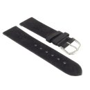 Feinstes Veloursleder Uhrenarmband Modell Tennessee-XS schwarz 16 mm, Kurzlänge