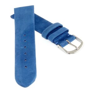 Feinstes Veloursleder Uhrenarmband Modell Tennessee-XS blau 16 mm, Kurzlänge