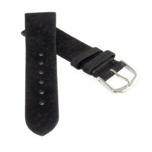 Feinstes Veloursleder Uhrenarmband Modell Tennessee-XS schwarz 18 mm, Kurzlänge