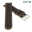 Eulit Bicolor Rindleder Uhrenarmband Modell Olymp schwarz-cognac 20 mm