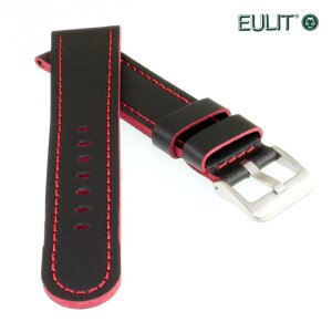 Eulit Bicolor Rindleder Uhrenarmband Modell Olymp schwarz-rot 20 mm