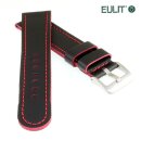 Eulit Bicolor Rindleder Uhrenarmband Modell Olymp schwarz-rot 20 mm
