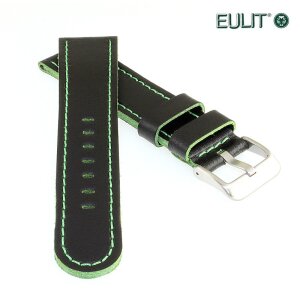 Eulit Bicolor Rindleder Uhrenarmband Modell Olymp schwarz-grün 20 mm