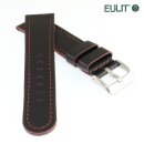 Eulit Bicolor Rindleder Uhrenarmband Modell Olymp schwarz-mocca 22 mm