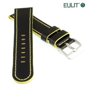 Eulit Bicolor Rindleder Uhrenarmband Modell Olymp schwarz-gelb 22 mm