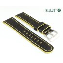 Eulit Bicolor Rindleder Uhrenarmband Modell Olymp schwarz-gelb 24 mm