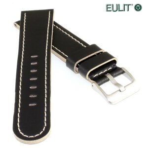 Eulit Bicolor Rindleder Uhrenarmband Modell Olymp schwarz-weiß 26 mm