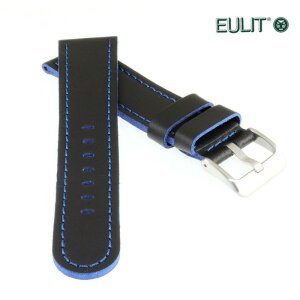 Eulit Bicolor Rindleder Uhrenarmband Modell Olymp schwarz-blau 26 mm