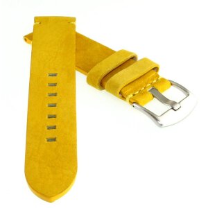 Veloursleder Uhrenarmband Modell Colorado gelb 22 mm