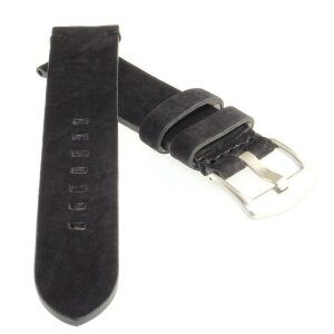 Veloursleder Uhrenarmband Modell Colorado schwarz 24 mm