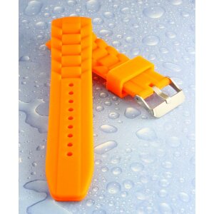 Silikon Rundanstoß Uhrenarmband Modell Round-DS-W orange 18 mm, Dornschließe