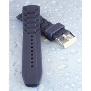 Silikon Rundanstoß Uhrenarmband Modell Round-DS-W blau 20 mm, Dornschließe