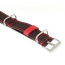 Nato Durchzugs-Uhrenarmband Modell Nato-Velours S braun-rot 18 mm, Nato Strap