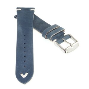 Feines Velours-Leder Uhrenarmband Modell Rolly blau 19/16 mm